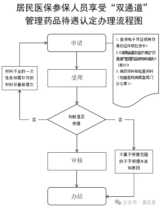 湖南医保经办事项详解：25、居民医保参保人员享受“双通道”管理药品待遇认定