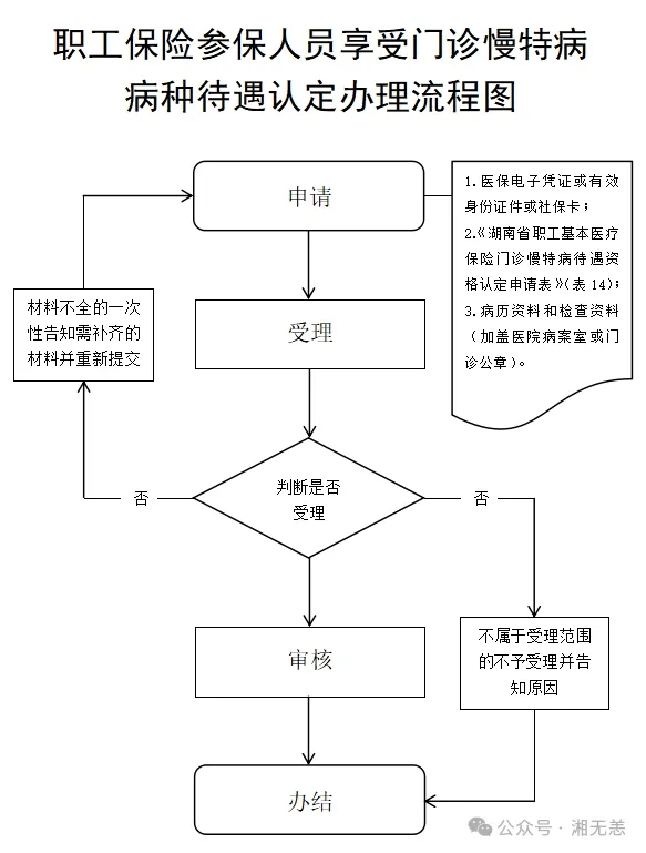 湖南医保经办事项详解：22、职工医保参保人员享受门诊慢特病病种待遇认定