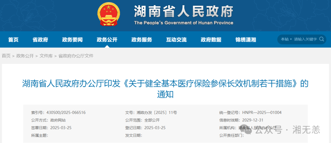 湖南省人民政府办公厅印发《关于健全基本医疗保险参保长效机制若干措施》的通知