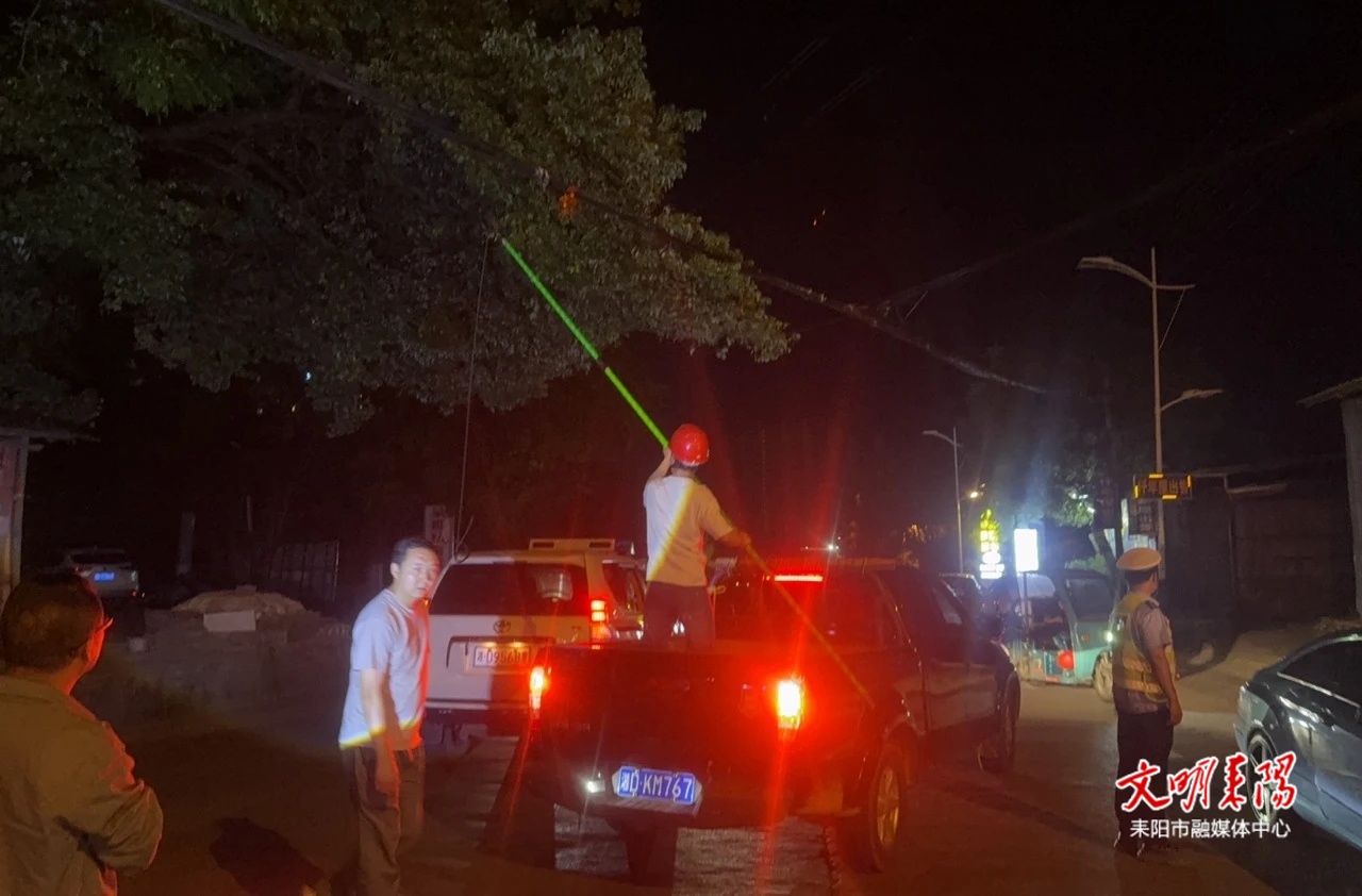 电缆线脱落成“拦路虎”，耒阳交警及时处置保安全