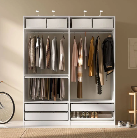 10款国际品牌成品衣柜推荐｜宜家PAX帕克思：多元收纳模块，实现衣物分区管理