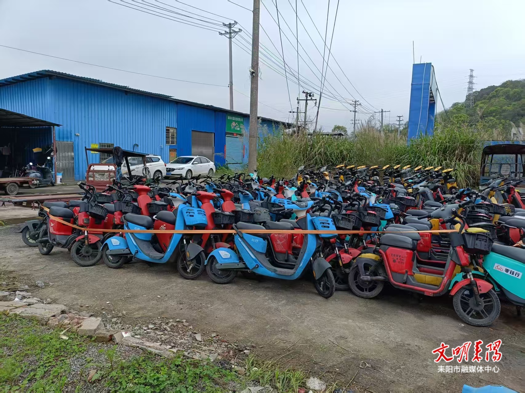 耒阳城区共享电单车集中整治 无牌及不合标车辆被统一清理