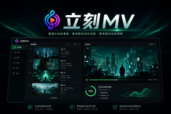立刻MV 1.1 正式发布：音乐视频迈向AI一键成片